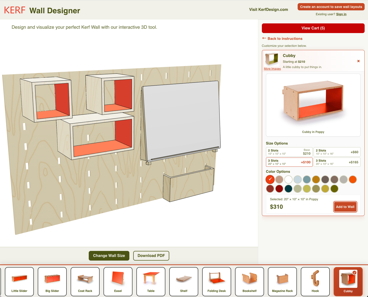 Kerf Design 3D Furniture Visualizer screenshot